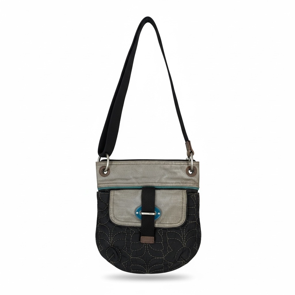 Fossil Teal Patterned Interior with Pink Key-Per Label